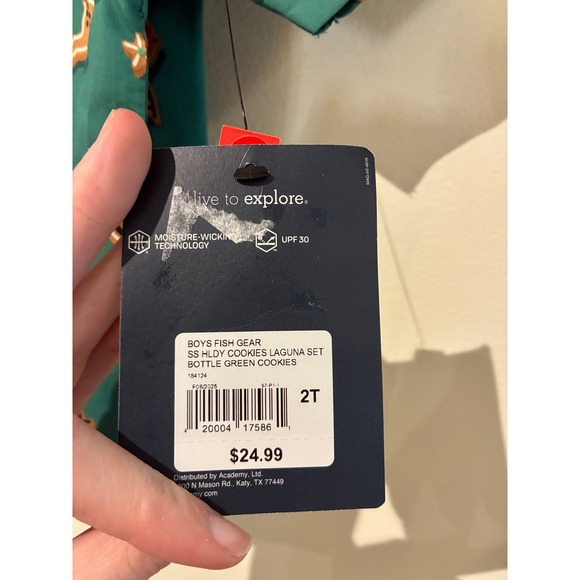 Magellan Outdoors Boys Holiday Cookies Fishing Shirt Shorts Set Green 2T NEW - Picture 5 of 7